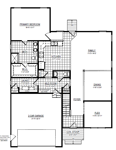Maplewood black and white house floor plan with labeled rooms, garage, and measurements for each area.