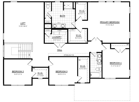 Second-floor house plan with four bedrooms, a loft, walk-in closets, and a hint of Savannahs natural charm.