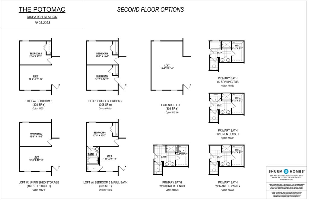 Architectural floor plan of The Potomac showcasing second-floor options and layouts, inspired by the charm of a historic dispatch station.