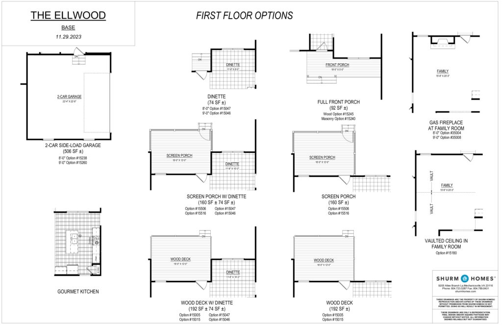 Discover the floor plan for "The Ellwood," offering first-floor options that include a spacious garage, inviting porches, relaxing decks, and a gourmet kitchen. Just like a dispatch station ensures precision, every detail and dimension here is meticulously crafted for your convenience.
