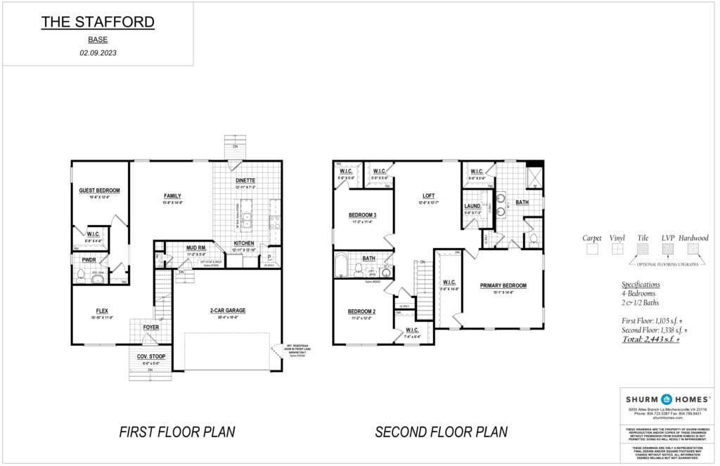Blueprint of a two-story house in Stafford, featuring detailed floor plans for the first and second floors, thoughtfully designed near the local dispatch station.
