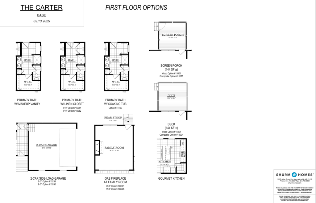 Explore The Carter at Poplar Village with first-floor options featuring a garage, living area, porch, deck, and kitchen.