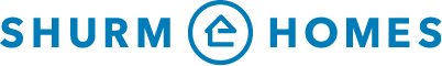 Shurm Homes logo in blue text with a house symbol, representing new homes in Richmond VA, inside a circle between the words.