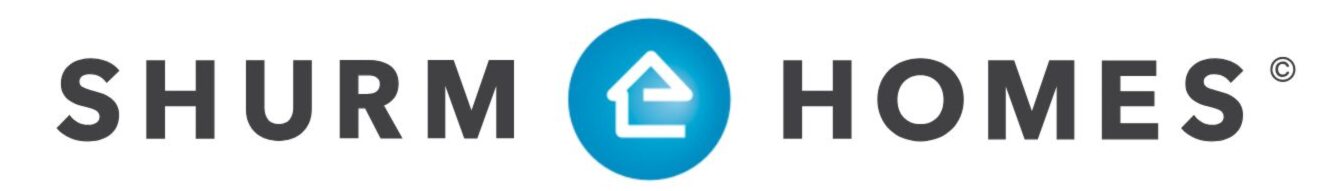 ShurmHomes logo with a house icon inside a blue circle between SHURM and HOMES, crafted using AI design.