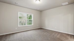 Empty room in Somerset Hill with beige walls, carpeted floor, window, and ceiling light fixture.